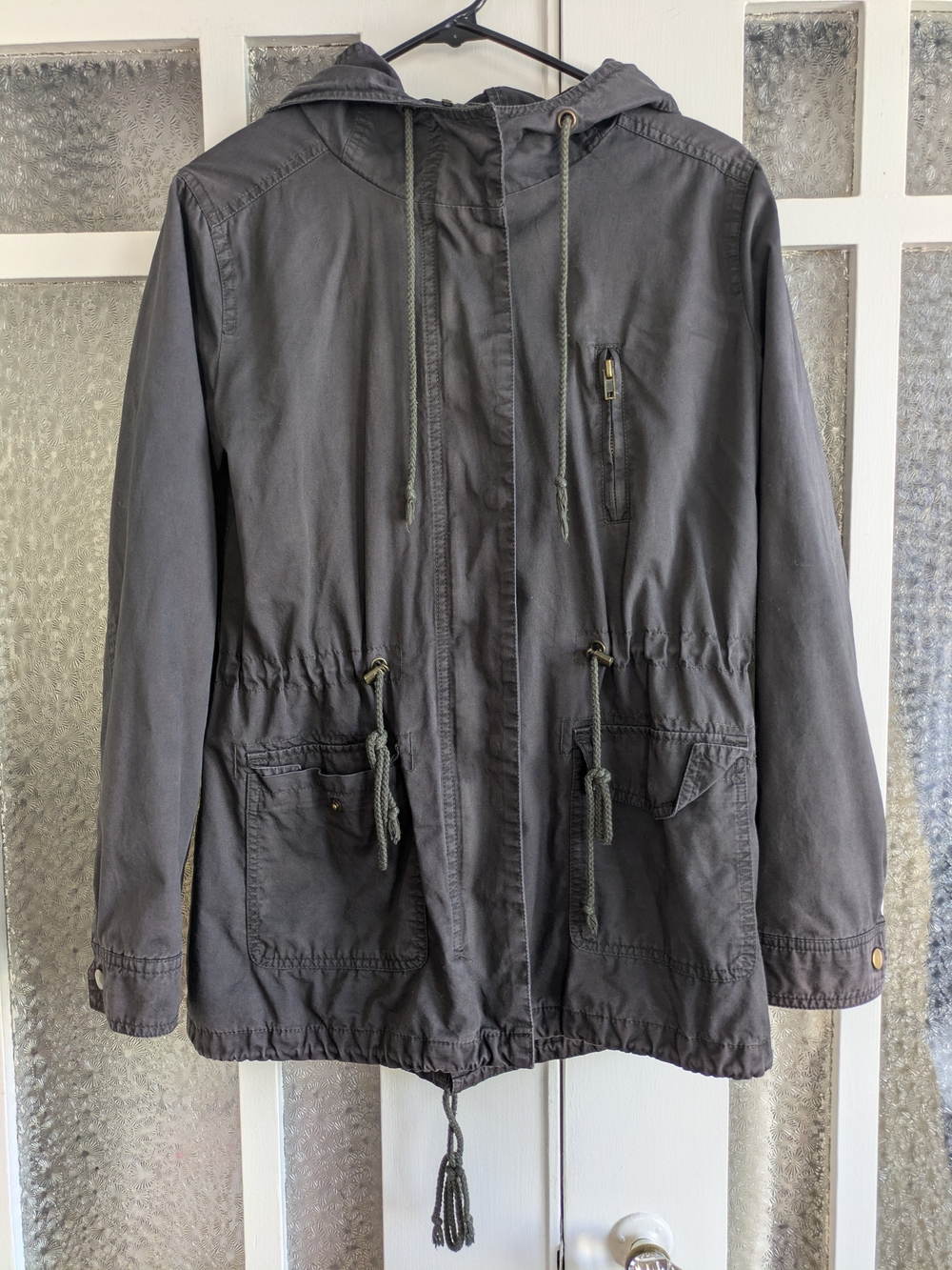 Forever 21 Hooded Utility Jacket - Charcoal Gray